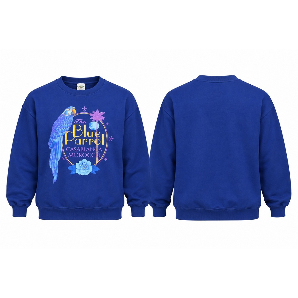 Vintage Lee Heavyweight Blue Parrot Casablanca Morocco Sweatshirt Blue Mens 2XL